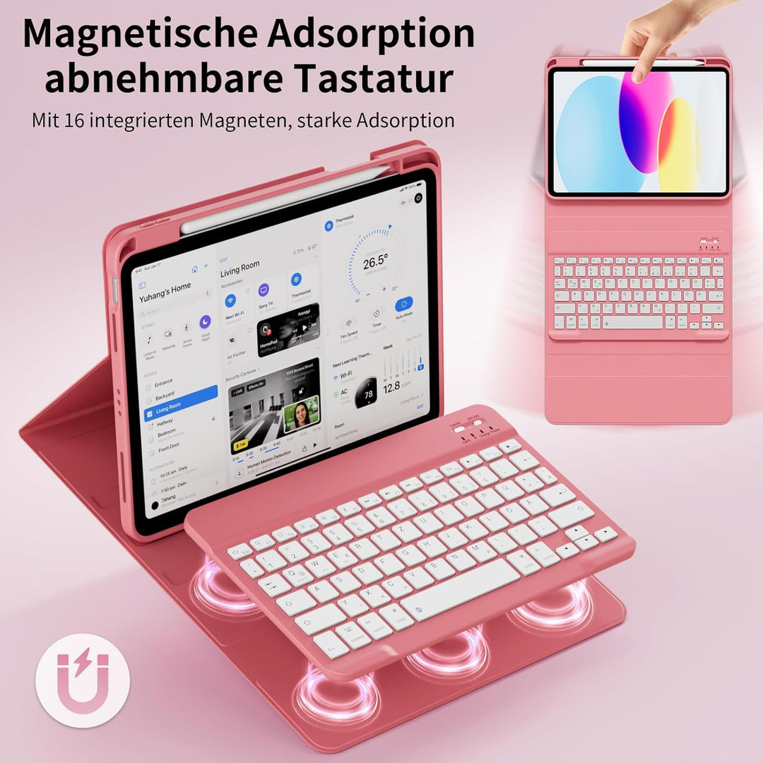 Hülle mit Tastatur für iPad 11. Generation (A16) 2025 11 Zoll,iPad 10. Generation 2022 10,9 Zoll, Ma
