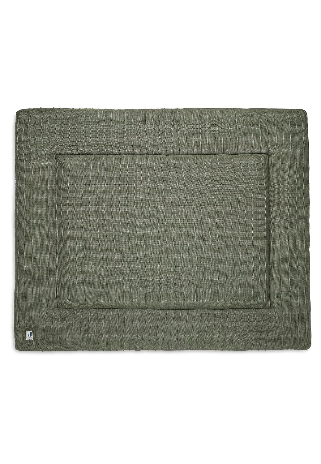 Jollein Krabbeldecke für Baby - Pure Knit, Leaf Green - Bio-Baumwolle - Laufgittereinlage - 75x95 cm