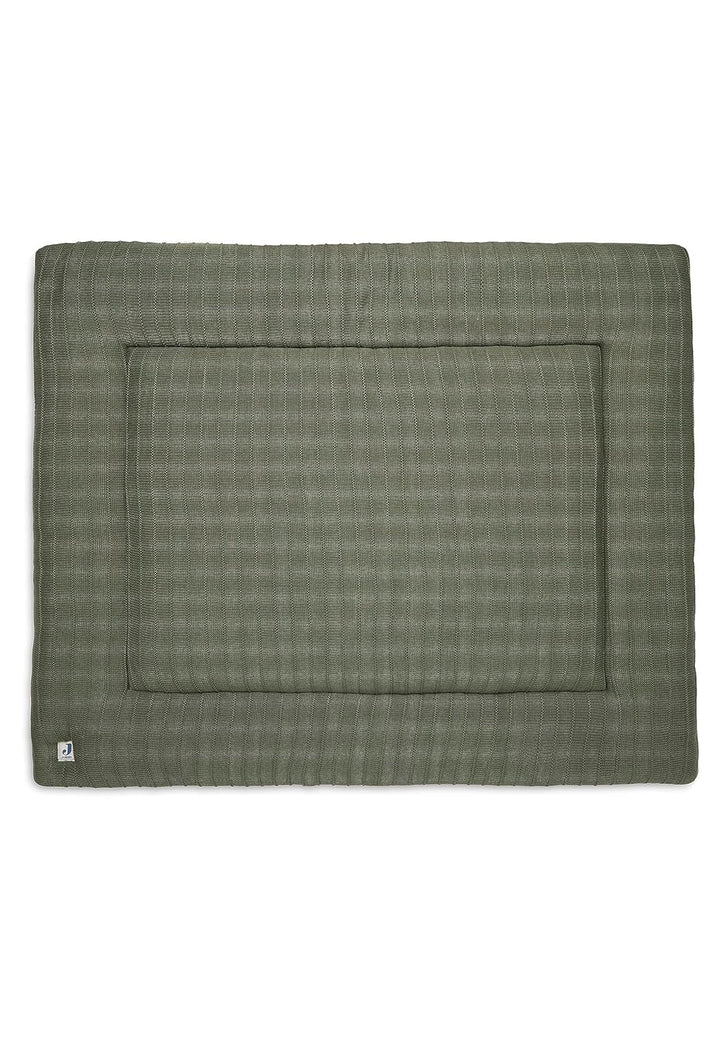 Jollein Krabbeldecke für Baby - Pure Knit, Leaf Green - Bio-Baumwolle - Laufgittereinlage - 75x95 cm
