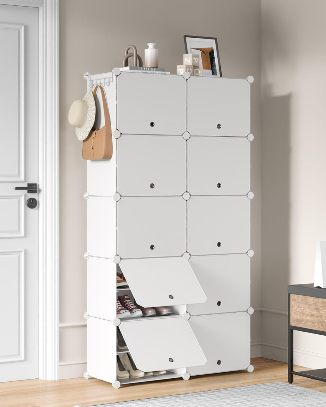 Mondeer Schuhregal, Kunststoff Schuhschrank 10 Ebenen, Schuhregal Organizer hält 40 Paar Schuhe Plat