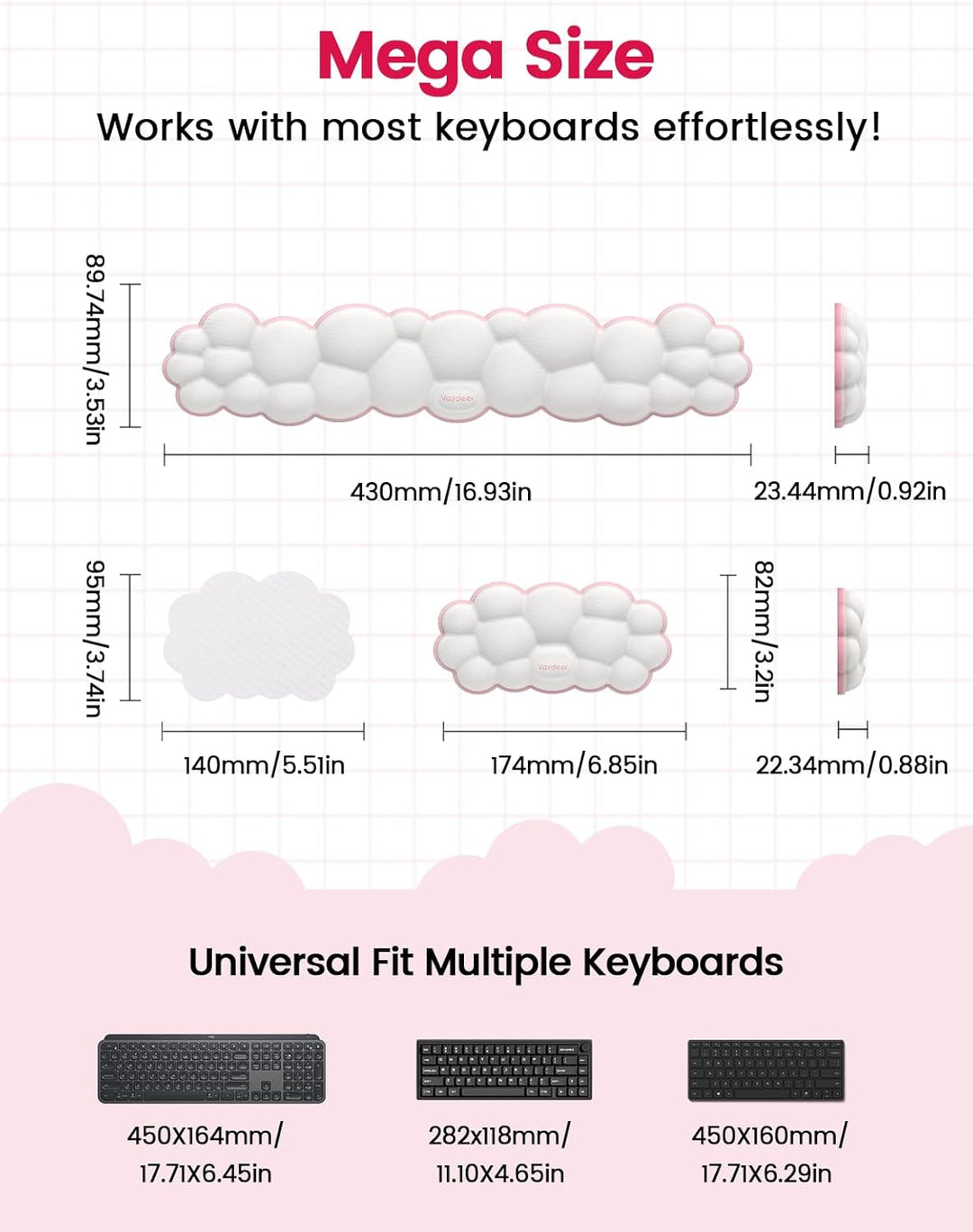 Vaydeer Ergonomische Handballenauflage Set – Memory Foam Handgelenkstütze für Tastatur & Maus, Rutsc