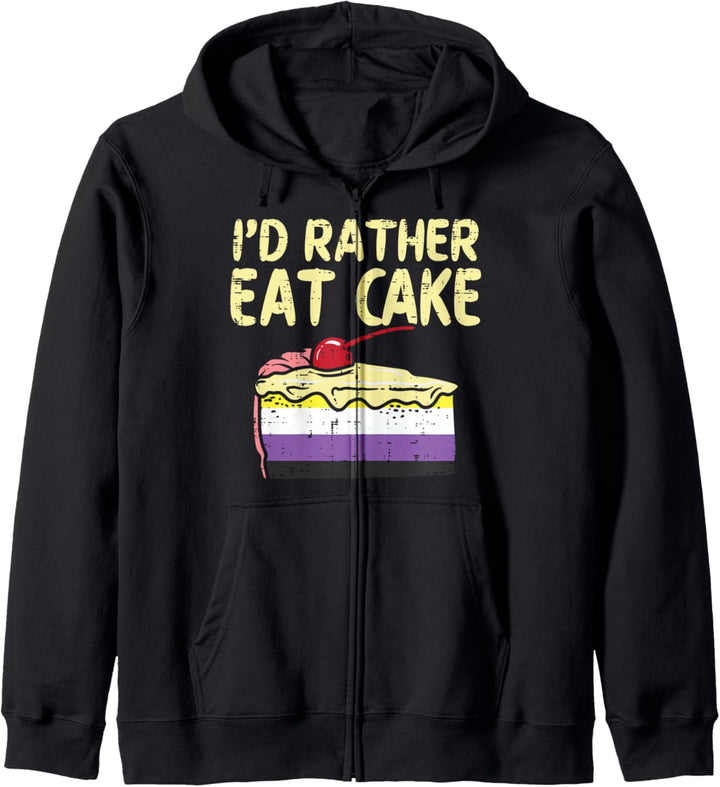 Id Rather Eat Cake LGBTQ Non-Binary Flag Genderqueer Enby Kapuzenjacke