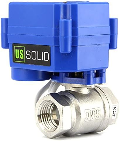 U.S. Solid Motorisierter Kugelhahn 3/4 Zoll, Edelstahl-Kugelhahn mit Vollanschluss, 9-24 V AC/DC und