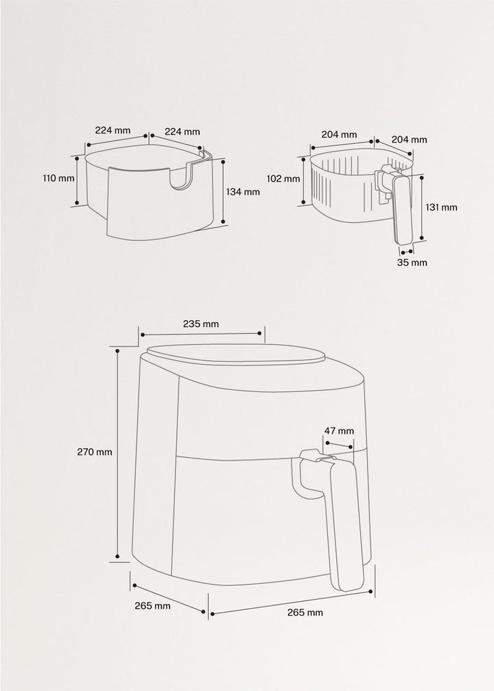 CREATE/FRYER AIR PRO COMPACT/Heissluftfritteuse 3.5L Sand / 8 Programme, Display, praktisch, leichte