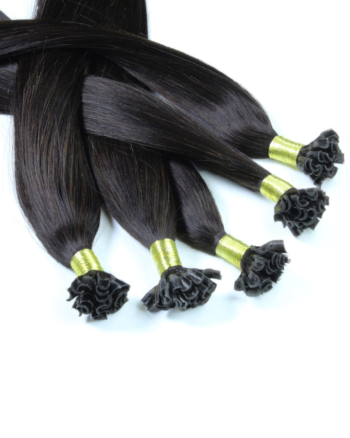 hair2heart Extensions Echthaar Bondings Glatt - 50 Strähnen 0.5g 60cm Naturschwarz 