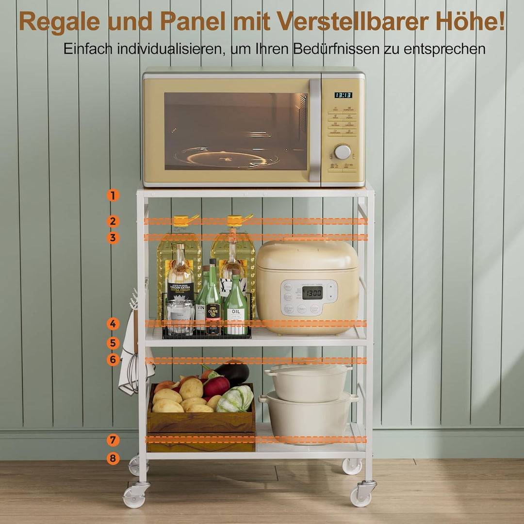 Küchenwagen, Mehrzweck Rollwagen Kuchenrollwagen mitjustierbaren Ablagen, Metallgestell & Industrial