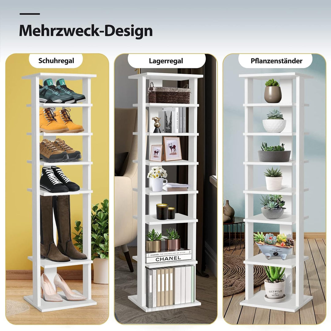 COSTWAY 8 stufiger Schuhständer höhenverstellbar, Platzsparendes Schuhregal aus Holz, Schuh-Organize