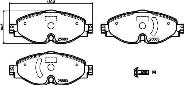 HELLA PAGID 8DB 355 023-171 Bremsbelagsatz - T2502 - Dicke/Stärke: 20.3mm - Bremssystem: TRW - für V