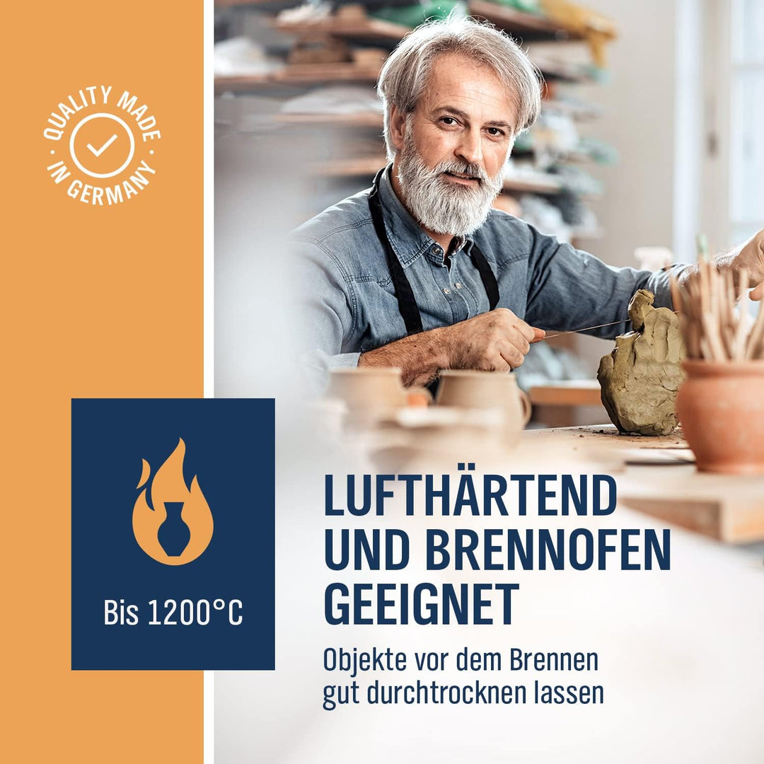 Töpferton 10kg rot lufttrocknend weich & geschmeidig - zum Modellieren & Töpfern für Kinder, 10kg