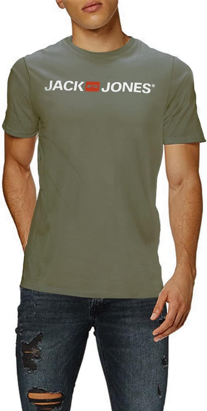 JACK &amp; JONES Herren JJECORP Logo Tee SS Crew Neck Vorteilspack, Asphalt/1Asphalt1DustyOlive1Gr, L