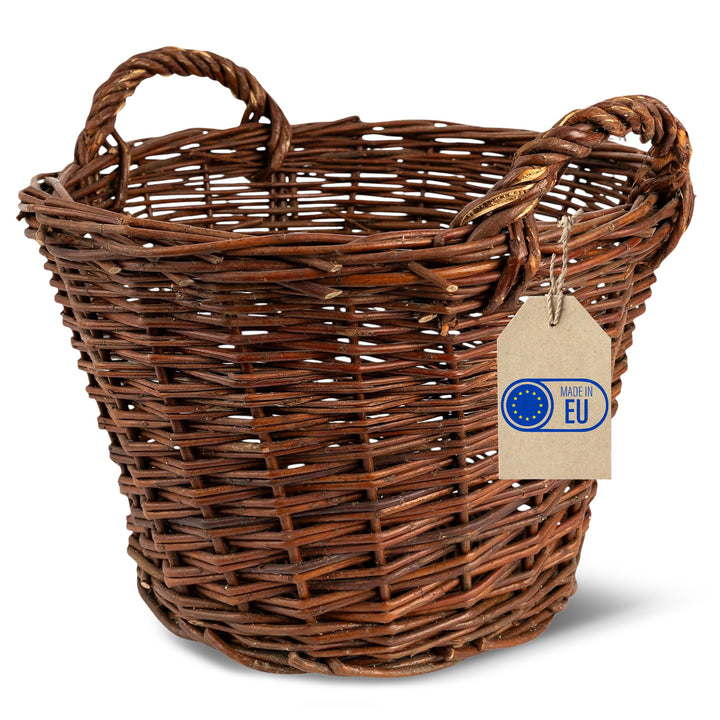 Creative Home Weidenkorb mit Zwei Henkel | Gross ø 35 cm | Für Geschenkkorb | Kaminkorb Brennholzkor