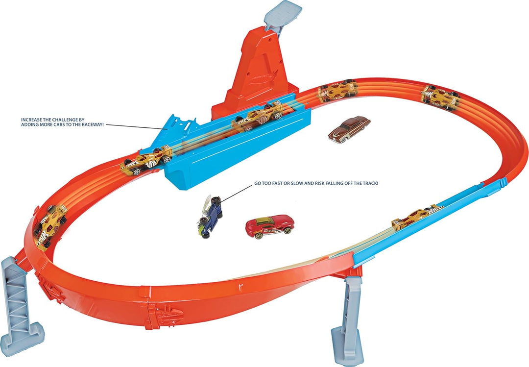 Hot Wheels GJM75 - Action Speed Boost Champion Trackset mit 1 Fahrzeug, Spielzeug Autorennbahn ab 5