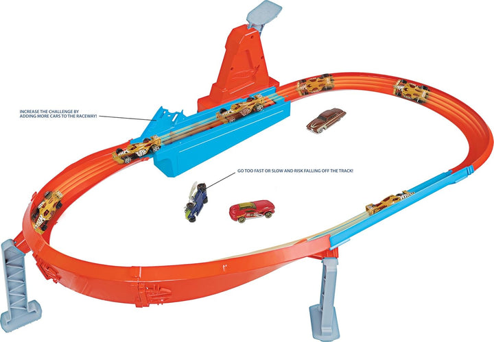 Hot Wheels GJM75 - Action Speed Boost Champion Trackset mit 1 Fahrzeug, Spielzeug Autorennbahn ab 5