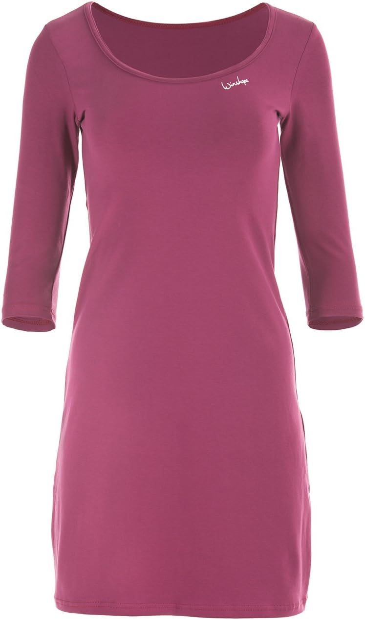 Winshape Damen Zeitloses 3/4-Arm-A-Linien-Minikleid WK2 Street Style Sport Freizeit Minikleid, berry