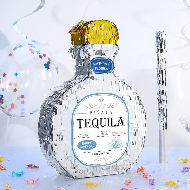 WERNNSAI Tequila Flaschen Piñata – Tequila Cheers Party Piñata mit Augenbinde und Stockspiel für Erw