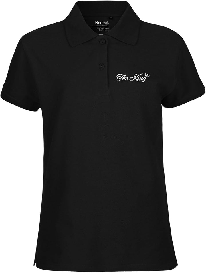 HUURAA! Damen Polo Shirt The King Krone Bio Baumwolle Fairtrade Oberteil Grösse XS-XXL mit Motiv zur