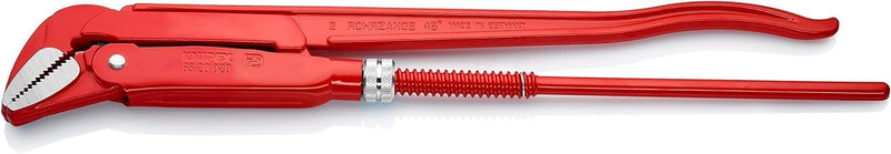 KNIPEX Rohrzange 45 Grad abgewinkeltes Maul, Chrom-Vanadium, rot pulverbeschichtet, 570 mm, 83 20 02