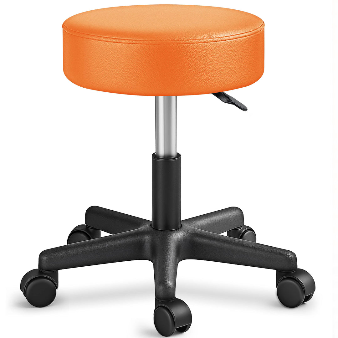TRESKO® Rollhocker mit Lehne höhenverstellbar 10cm Dicke Polsterung Drehbar | Hocker 46-58cm | Arbei