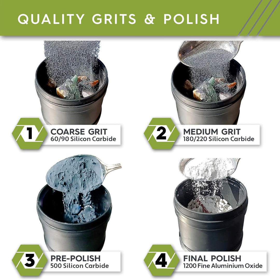 Polly Plastics Rock Tumbler Tumbling Media Grit Kit in Heavy Duty Resealable Bags
