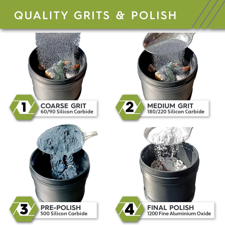 Polly Plastics Rock Tumbler Tumbling Media Grit Kit in Heavy Duty Resealable Bags