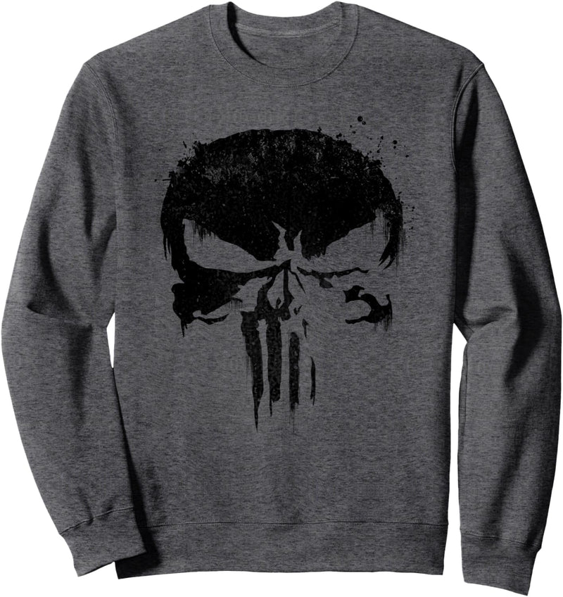 Marvel Punisher Black Paint Splatter Skull Sweatshirt