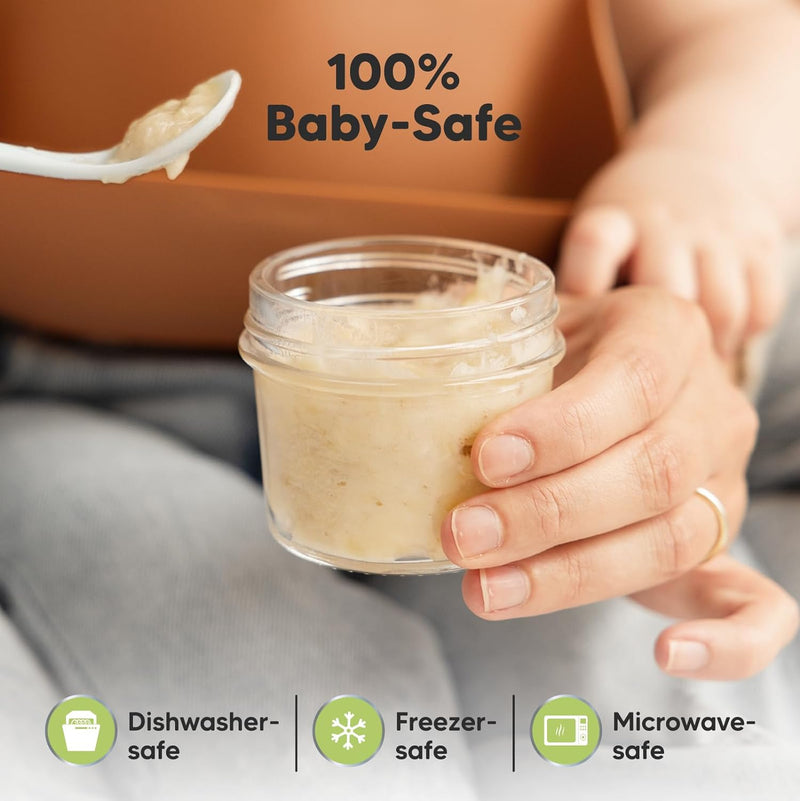 12-Pack Babybrei Einfrieren Behälter Glas - Beikost Baby Zubehör, Mikrowellen Babybrei Behälter, Lec