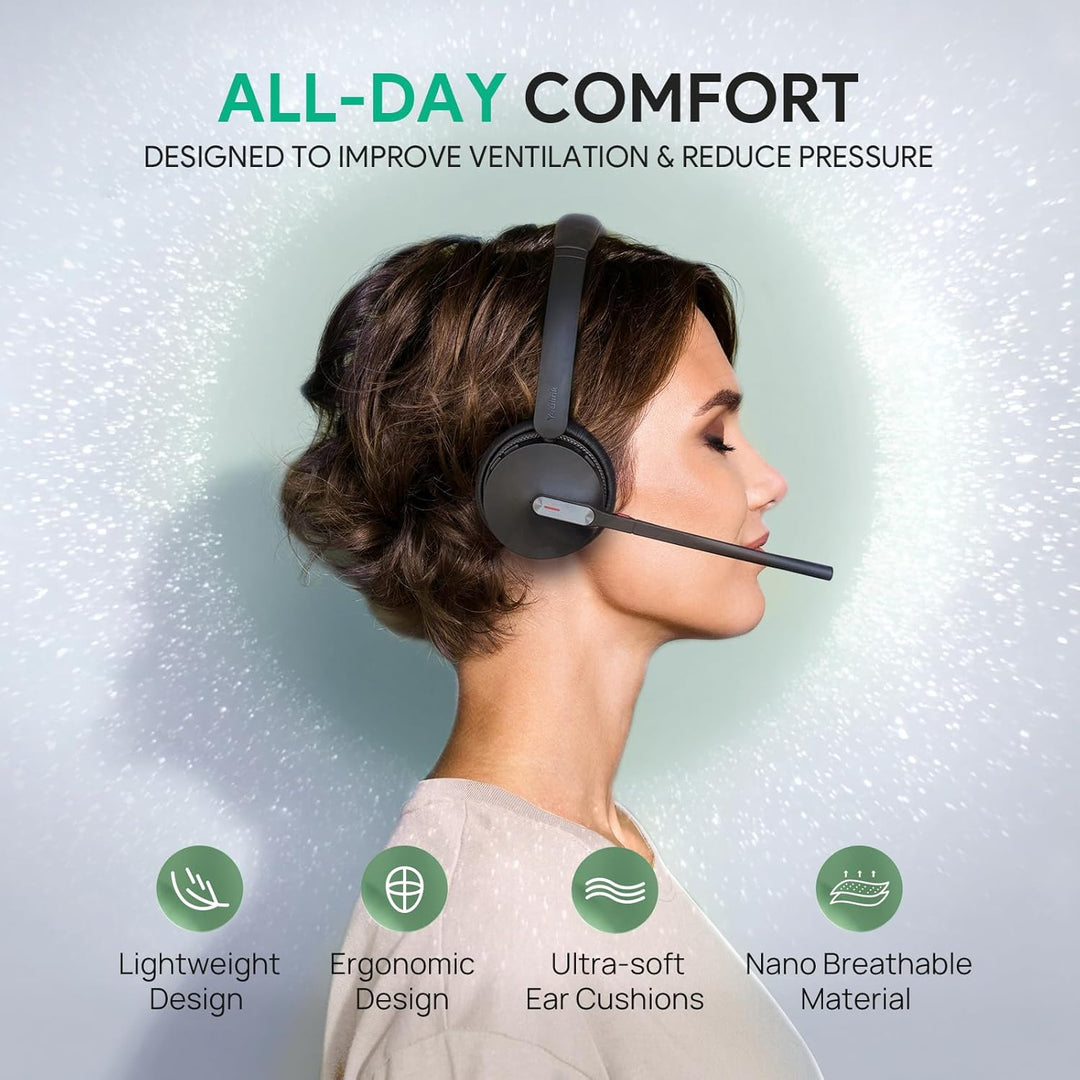 Yealink WH64 Wireless Headset mit Mikrofon,185 m Reichweite DECT & Bluetooth Mono Kabelloses Headset