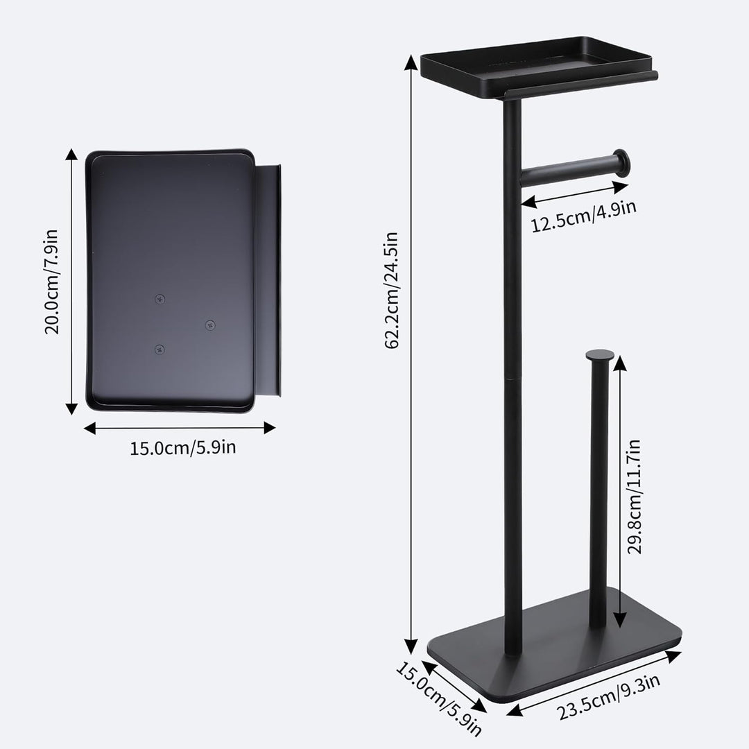 YIGII Toilettenpapierhalter - Robuster Sockel + Silikonpad-Reibung, Schwarz Klopapierhalter Stehend