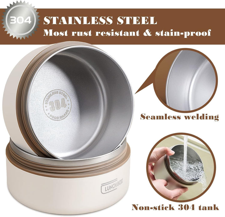 4 Stück Thermo Lunchbox Edelstahl Mit Tasche,Thermobehälter Für Essen,Auslaufsicher Essen Warmhalten