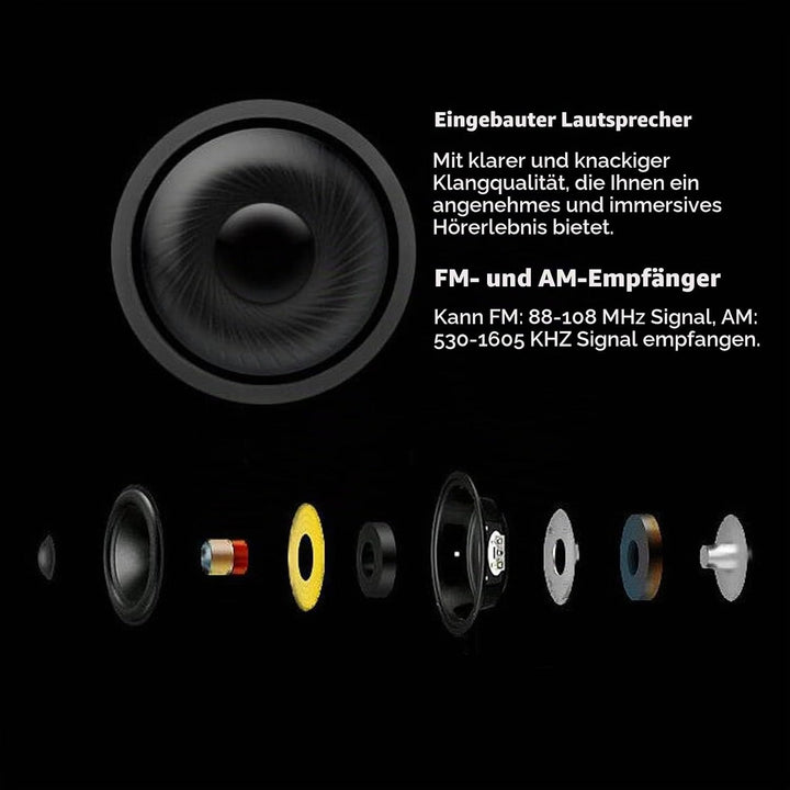 Tragbares Duschradio, batteriebetriebenes AM FM Radio, wasserdichtes Badezimmerradio mit eingebautem