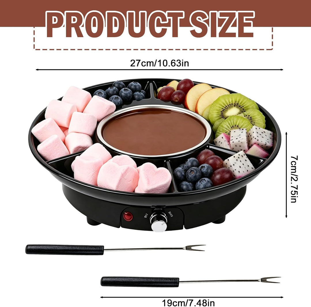 PORFOYO Elektrisches Schokofondue, 280ml Schokoladenschmelzer mit 2 Gabeln, Schokoladen Fondue mit 2