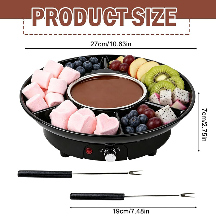 PORFOYO Elektrisches Schokofondue, 280ml Schokoladenschmelzer mit 2 Gabeln, Schokoladen Fondue mit 2