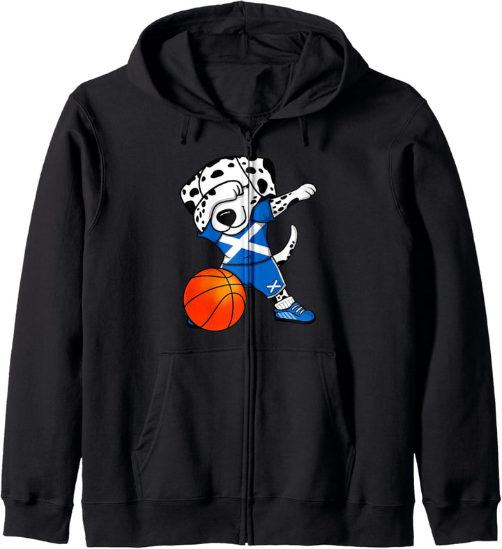 Dabbing Dalmatiner Schottland Basketball Schottische Flagge Kapuzenjacke