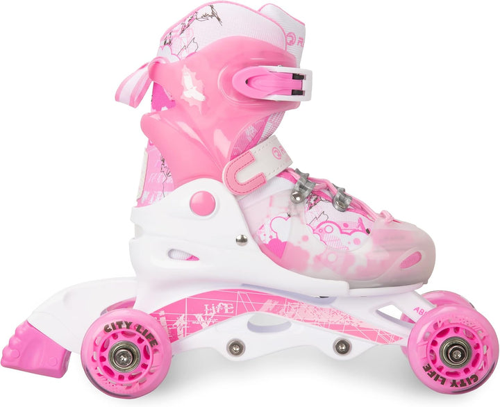 Raven 3in1 Verstellbare Kinder Inline Skates Princess - Inliner Triskates - Rollschuhe Kugellager Ab