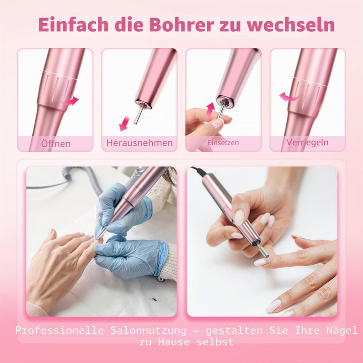 Nagelbohrer, 50000RPM Professionelle Kabellose Elektrische Nagelfeilen, Tragbares Feilenset mit Bits