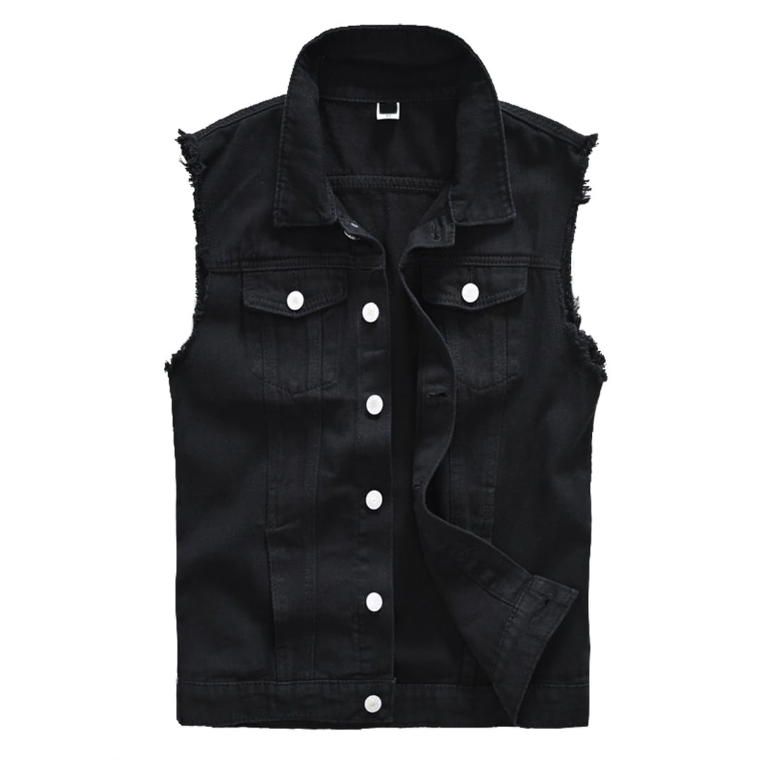 Herren Denim Westen Zerrissen Casual Ärmellos Biker Fashion Jeansweste XS 