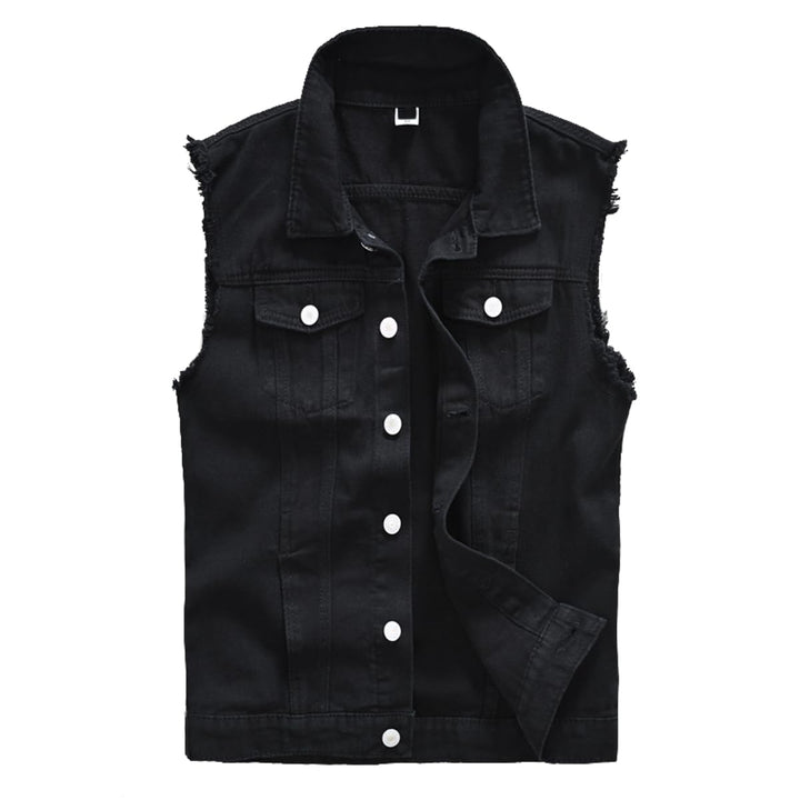 Herren Denim Westen Zerrissen Casual Ärmellos Biker Fashion Jeansweste XS 