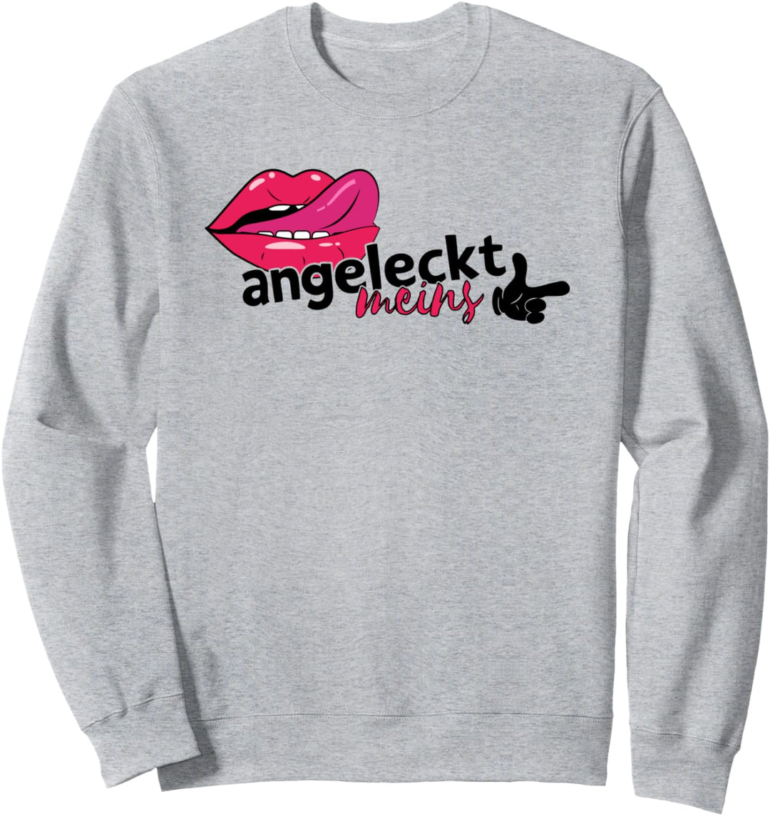 Partnerlook Pärchen Mund mit Zunge Angeleckt Meins Sweatshirt