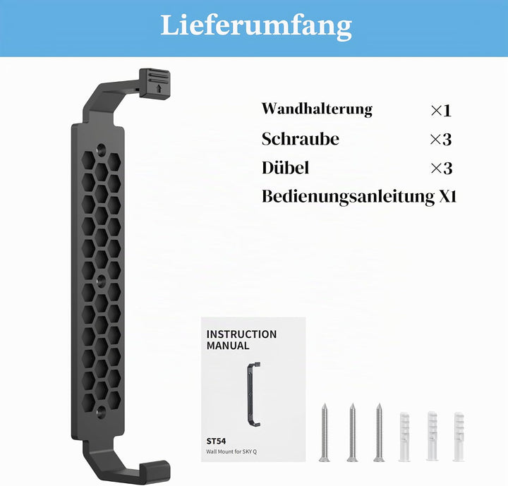 Sky Q Wandhalterung mit Befestigungselementen - Cozycase Sky Q Box Clip Halterung hinter TV für 1TB/