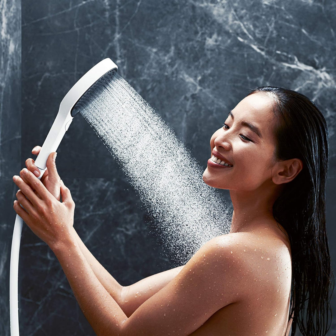 hansgrohe Duschsystem Rainfinity 130mm (Duschkopf, Schlauch 160cm, Halter, 3 Strahlarten) mattweiss