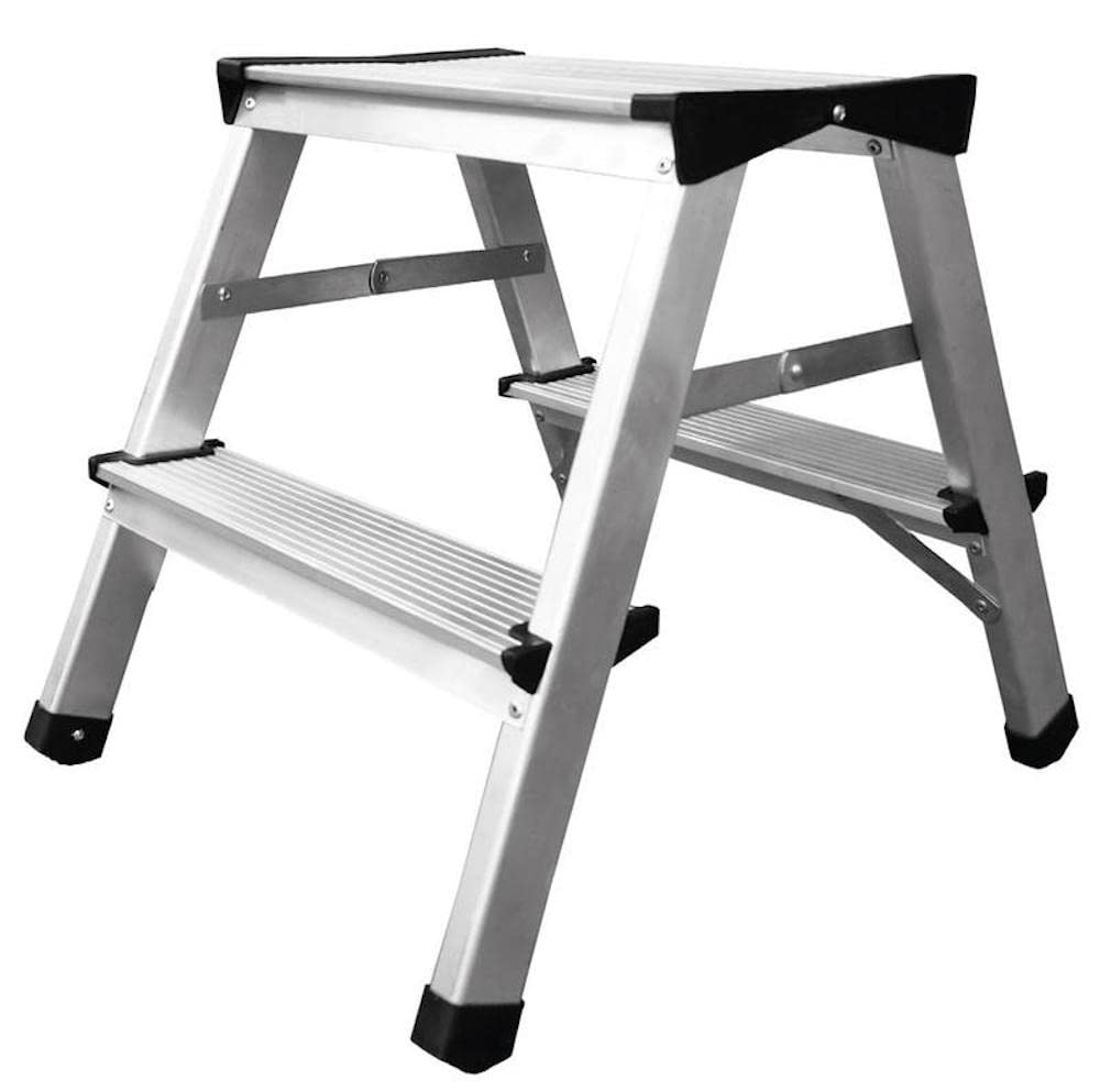 PROREGAL Metal Double Giraffe Doppelseitige-Aluminium-Stufenstehleiter | 3 Stufen | HxB 90x44cm | 12