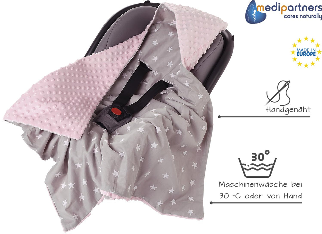 Medi Partners Einschlagdecke Baby Babyschale 100% Baumwolle für Sommer 85x85cm Kinderwagen Kuschelde