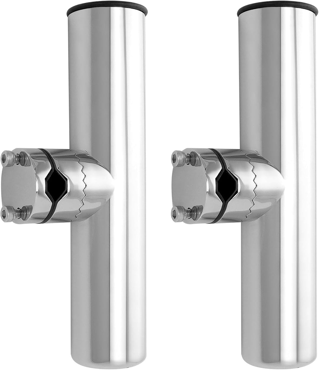 QWORK® 2 Stück Angelrutenhalter 360° Drehbar - Edelstahl 304 - Klemmung auf 19~25 mm Schienen - für