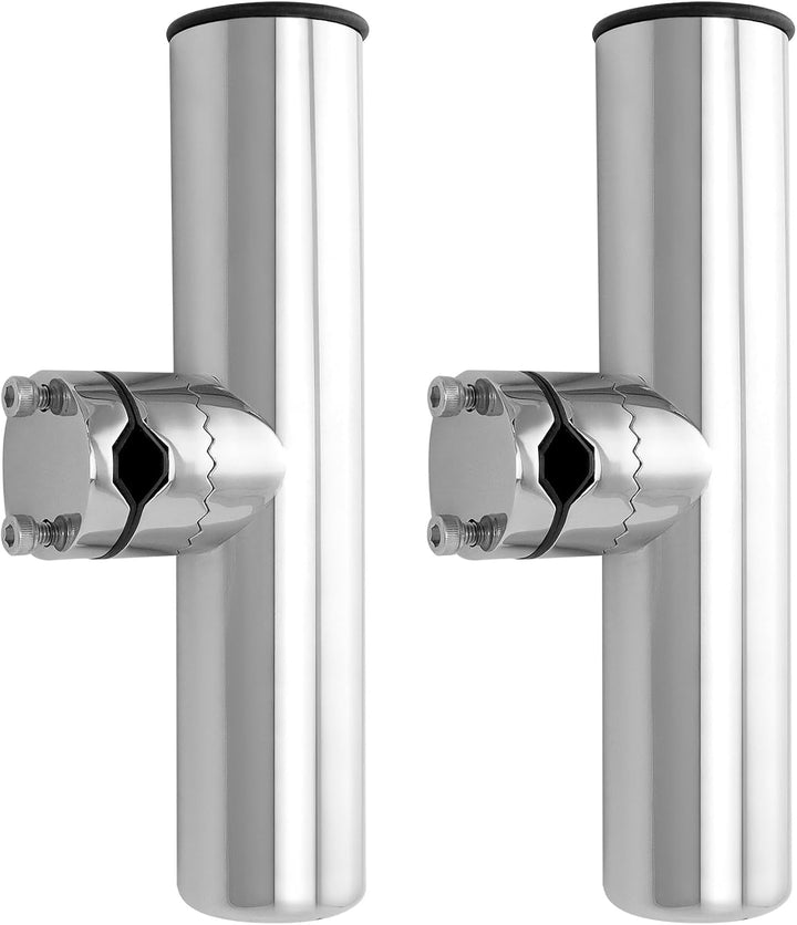 QWORK® 2 Stück Angelrutenhalter 360° Drehbar - Edelstahl 304 - Klemmung auf 19~25 mm Schienen - für