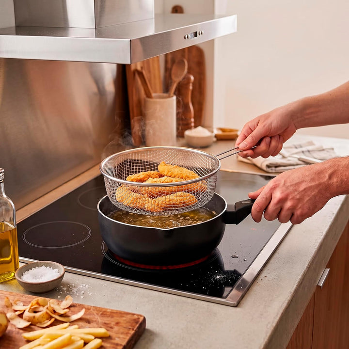 MGE - Frittierpfanne - Induktion Schnell - Bratpfanne - Fritteuse - Wok - Schwarz - 26 cm