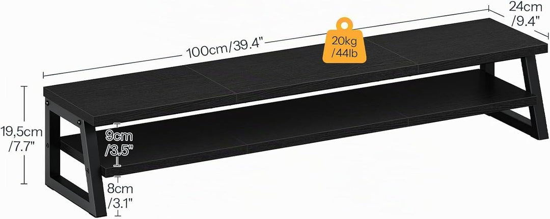 HOOBRO 2-stufiger Monitorständer Holz für 2 Monitore, 100 x 24 x 19,5 cm, Dual Monitor Ständer, Bild