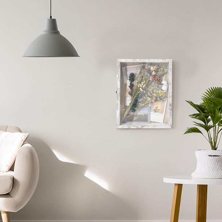 GraduationMall Weiss 28x35cm 3D Bilderrahmen Tief Objektrahmen Schaukasten Türvitrine Retro Weiss,Ge