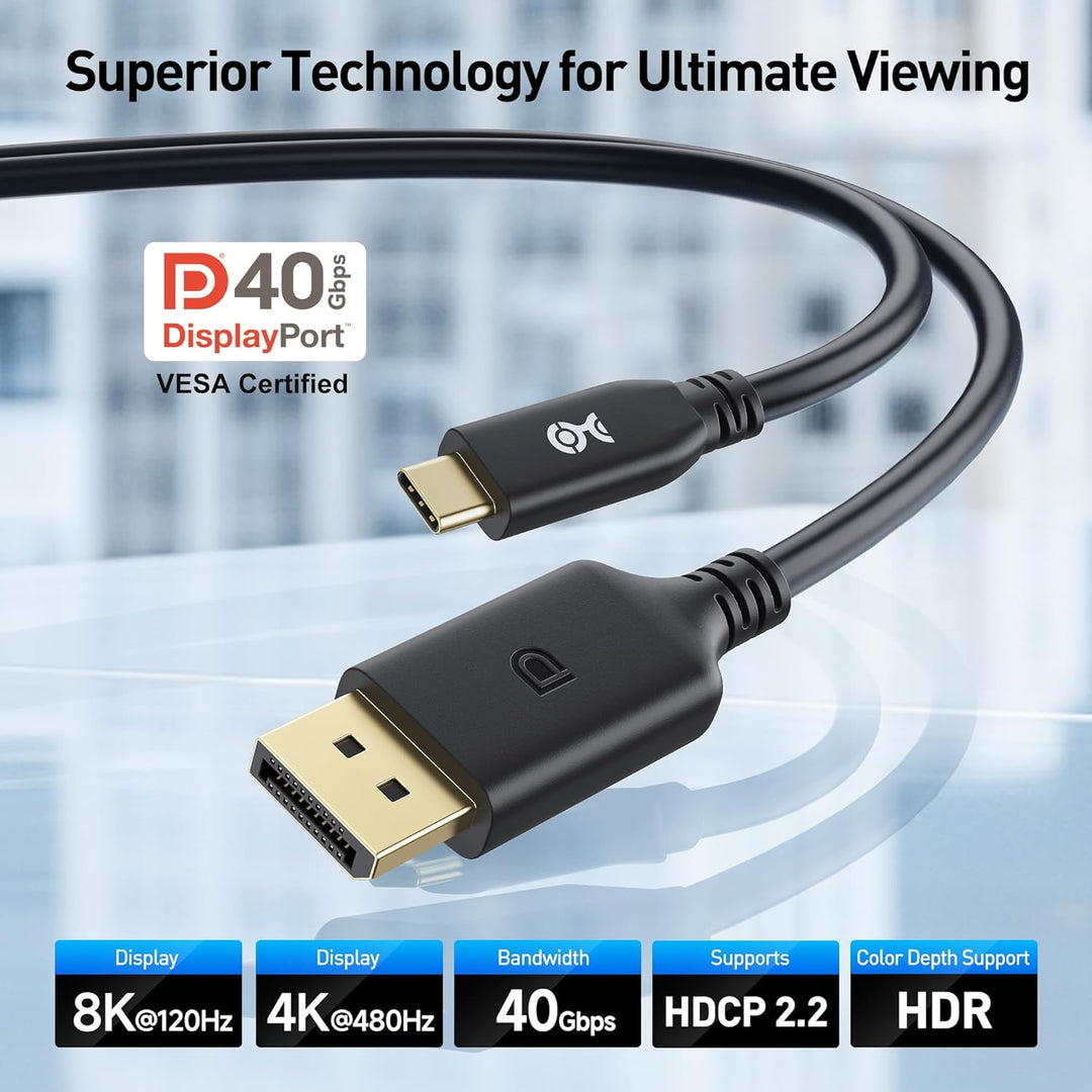 Cable Matters [VESA-zertifiziert] 40 Gbps USB C DisplayPort 2.1 Kabel 1 m, unterstützt DP40, 8K@120H