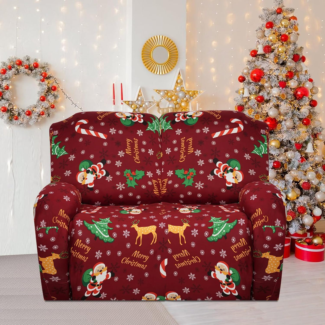Jaotto Stretchhusse für Relaxsessel Weihnachtstag 4-Teilig Weihnachten Sesselbezug Sesselschoner für