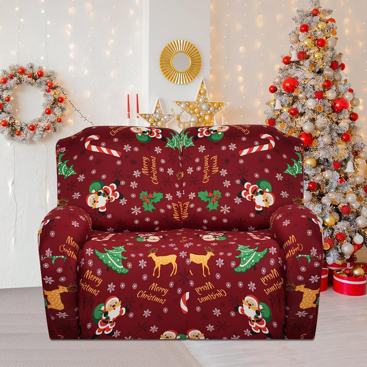 Jaotto Stretchhusse für Relaxsessel Weihnachtstag 4-Teilig Weihnachten Sesselbezug Sesselschoner für